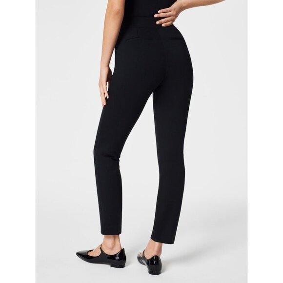 NWT SPANX 20777T Perfect Pant in Black Ponte Tab Ankle Straight L Tall - Picture 9 of 10